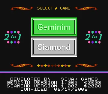 2 in 1 Geminim-Siamond (World) (Aftermarket) (Unl) screen shot title